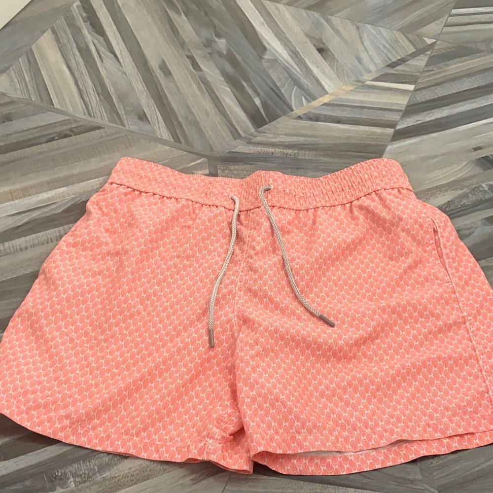Peach Patterned Men's Swim Trunks